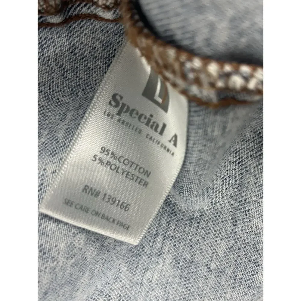Denim Jean Jacket Large Women's Blue Trucker Light Stonewash Casual 90s Y2k